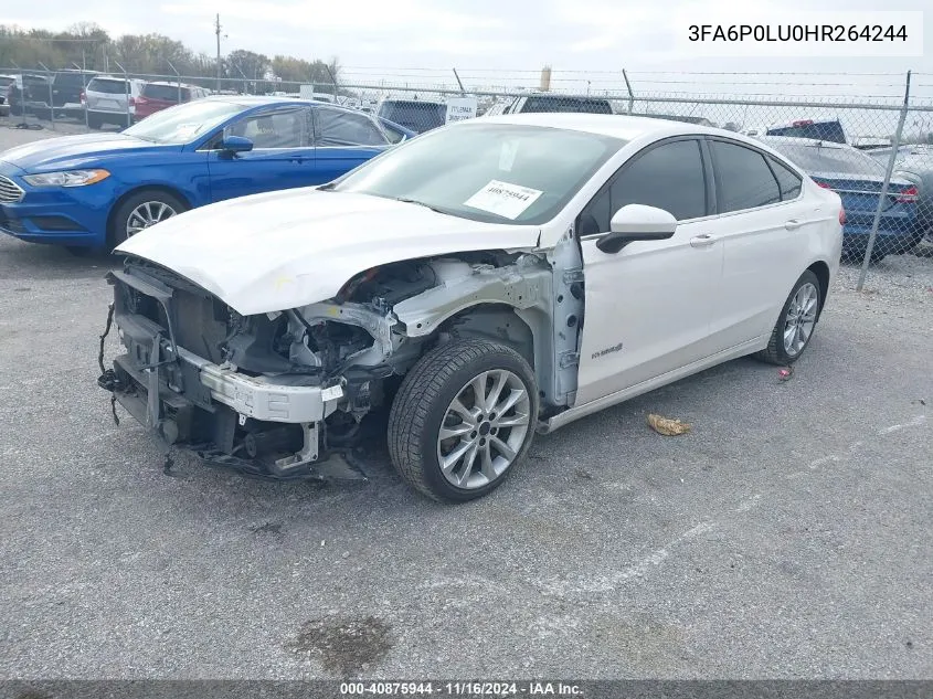 2017 Ford Fusion Hybrid Se VIN: 3FA6P0LU0HR264244 Lot: 40875944