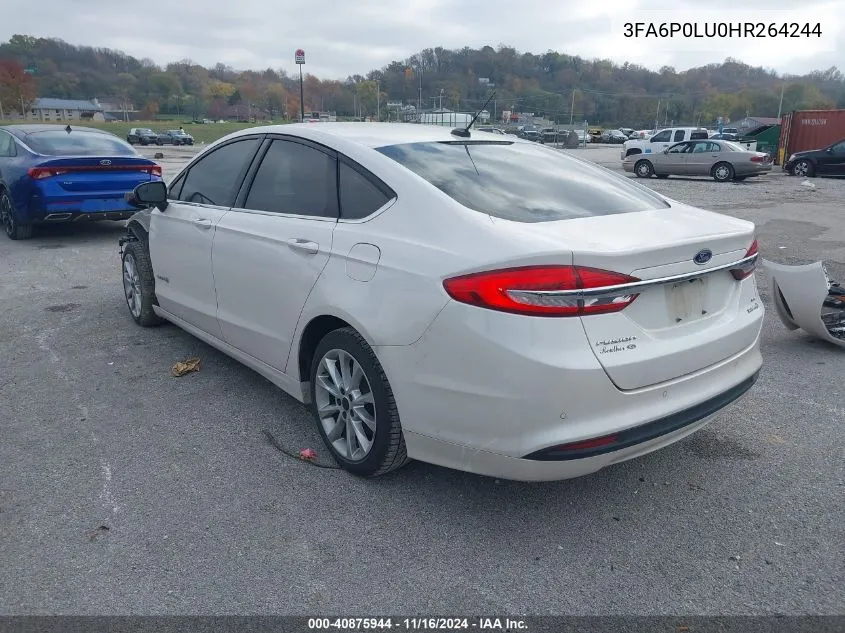 2017 Ford Fusion Hybrid Se VIN: 3FA6P0LU0HR264244 Lot: 40875944