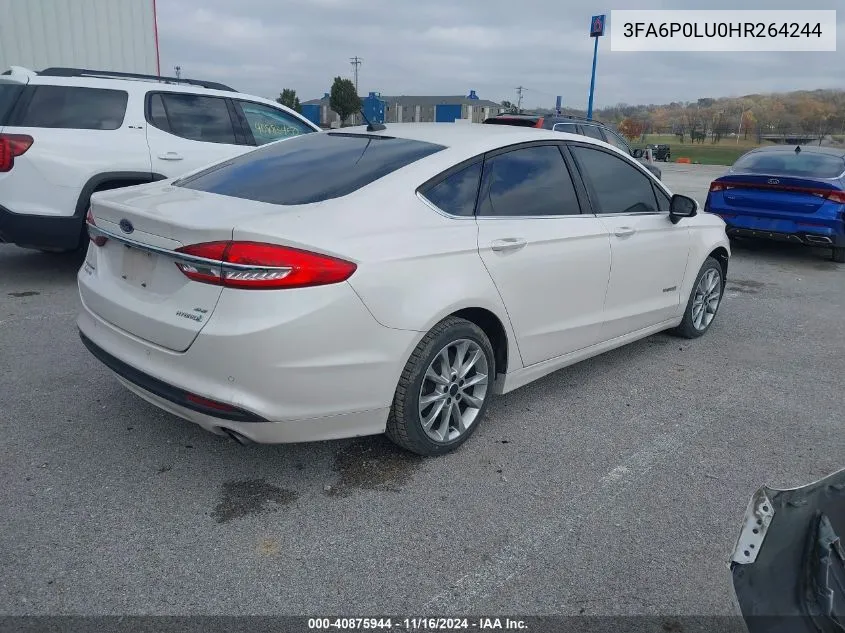 2017 Ford Fusion Hybrid Se VIN: 3FA6P0LU0HR264244 Lot: 40875944