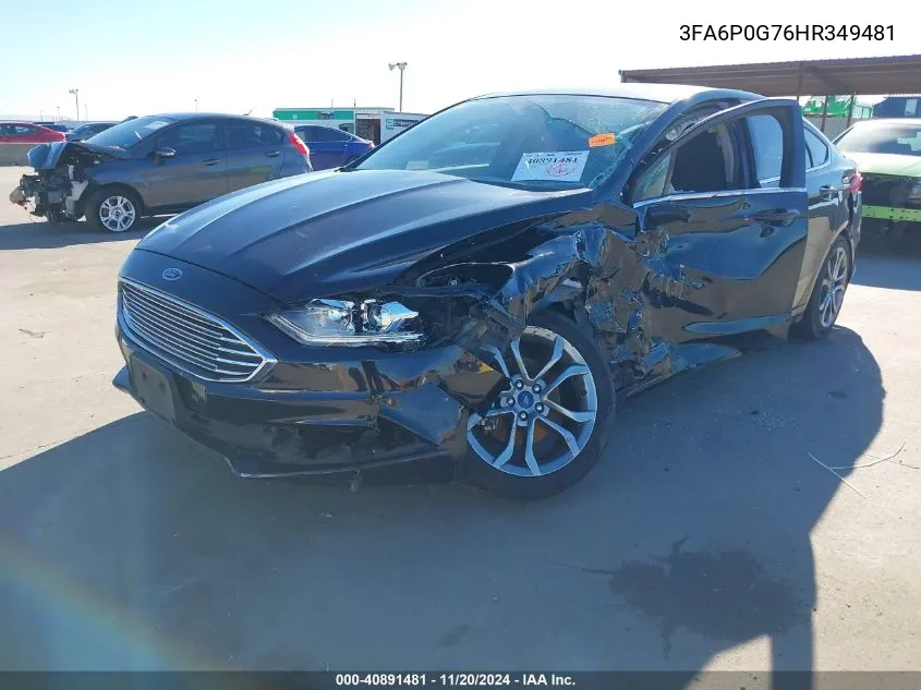 2017 Ford Fusion S VIN: 3FA6P0G76HR349481 Lot: 40891481