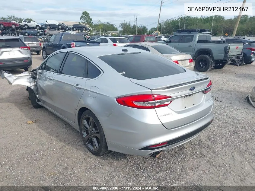 2017 Ford Fusion Sport VIN: 3FA6P0VP3HR212467 Lot: 40892096