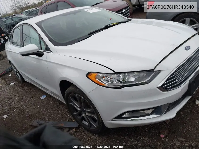 2017 Ford Fusion S VIN: 3FA6P0G76HR340540 Lot: 40898528