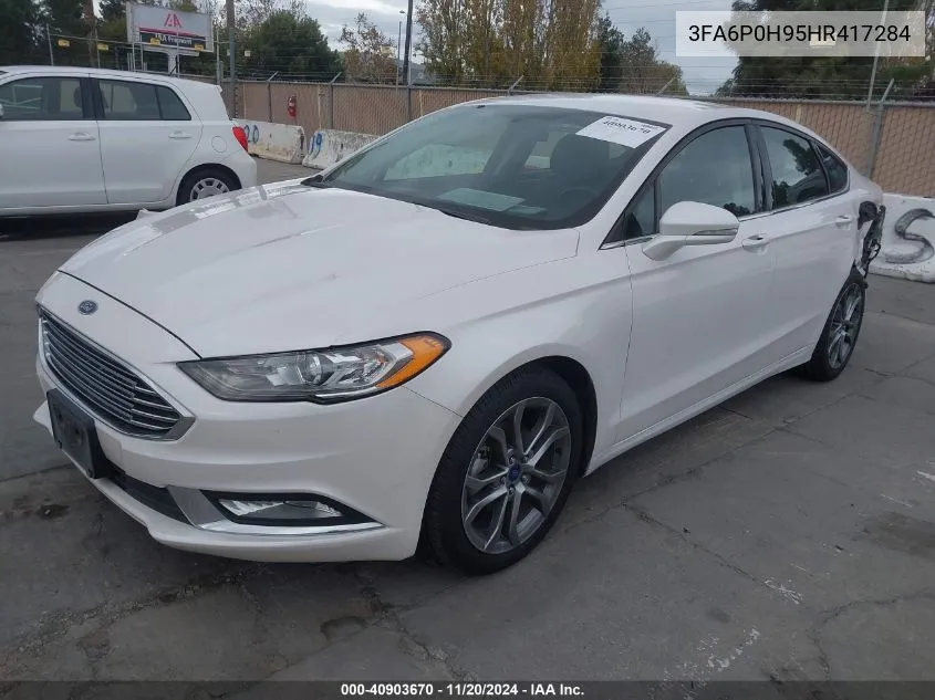 2017 Ford Fusion Se VIN: 3FA6P0H95HR417284 Lot: 40903670