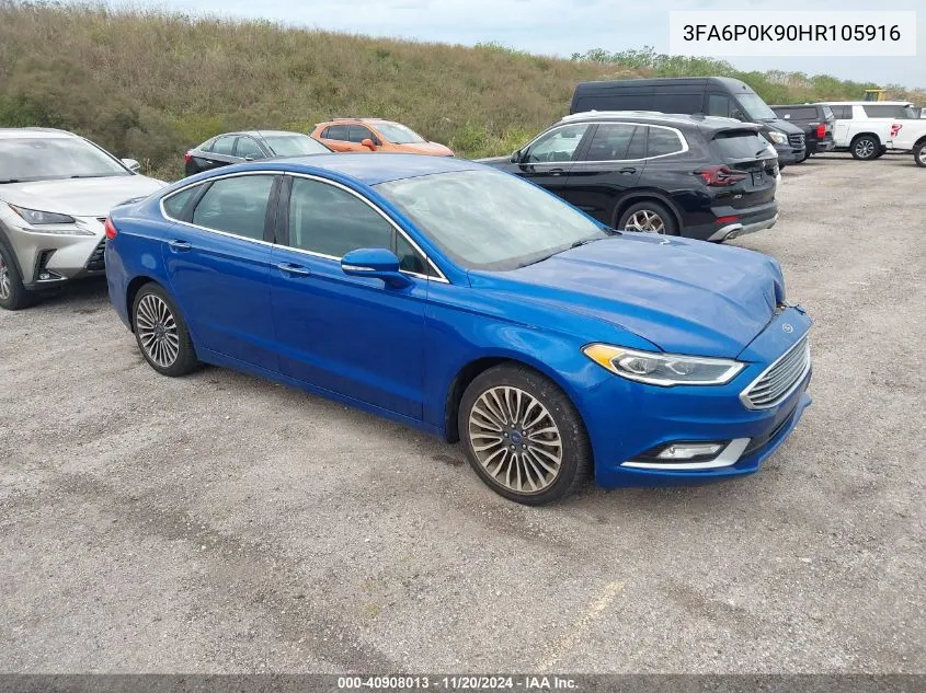 2017 Ford Fusion Titanium VIN: 3FA6P0K90HR105916 Lot: 40908013