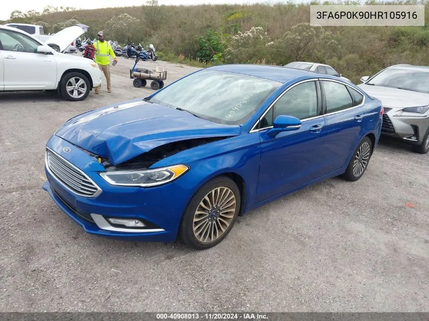 2017 Ford Fusion Titanium VIN: 3FA6P0K90HR105916 Lot: 40908013