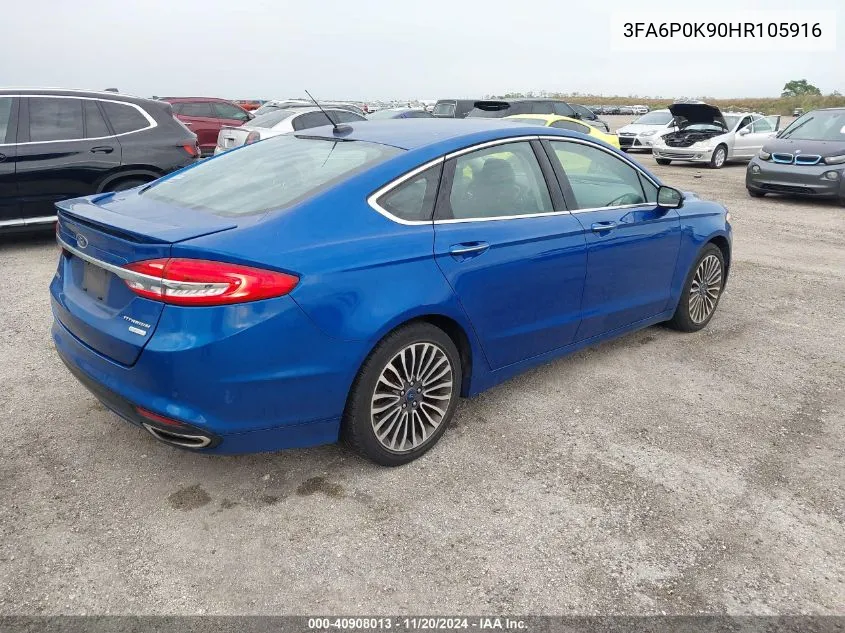 2017 Ford Fusion Titanium VIN: 3FA6P0K90HR105916 Lot: 40908013