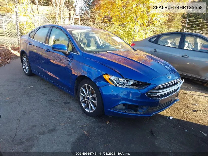 2017 Ford Fusion Se VIN: 3FA6P0H74HR125558 Lot: 40915743