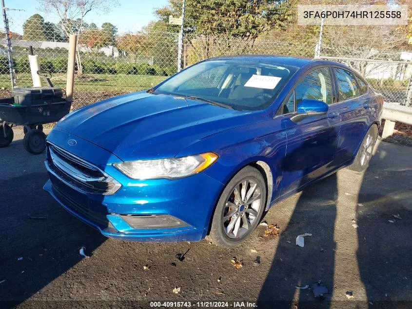 2017 Ford Fusion Se VIN: 3FA6P0H74HR125558 Lot: 40915743