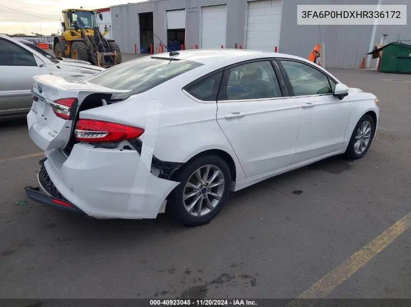 2017 Ford Fusion Se VIN: 3FA6P0HDXHR336172 Lot: 40923045