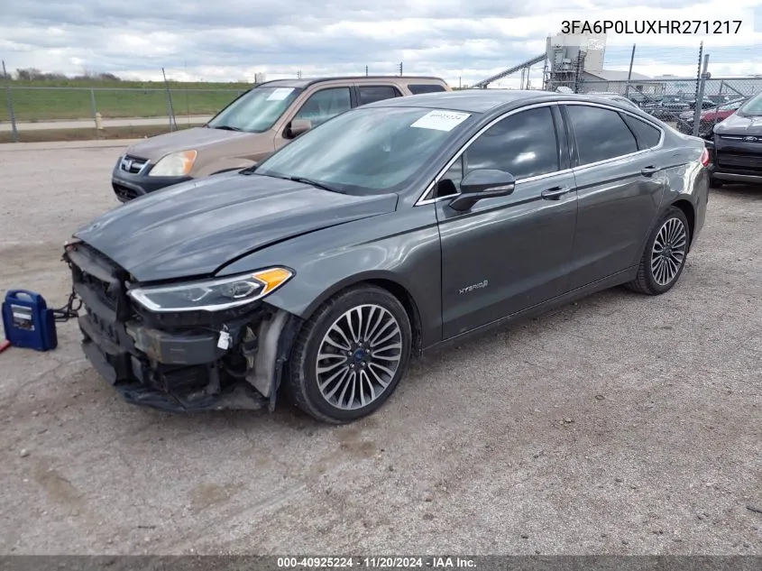 2017 Ford Fusion Hybrid Se VIN: 3FA6P0LUXHR271217 Lot: 40925224