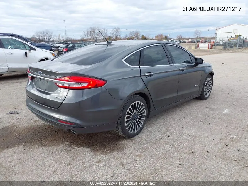 2017 Ford Fusion Hybrid Se VIN: 3FA6P0LUXHR271217 Lot: 40925224