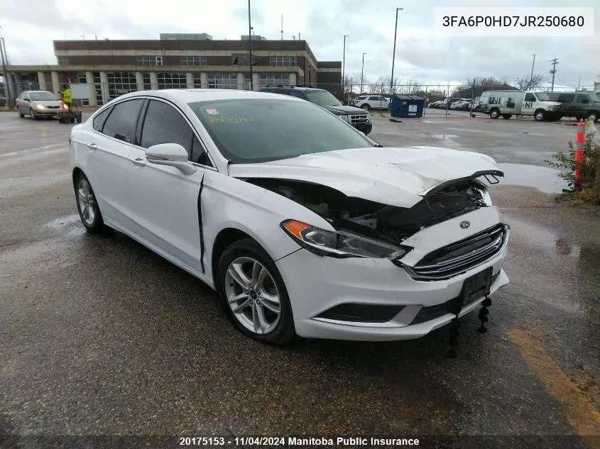 2018 Ford Fusion Se VIN: 3FA6P0HD7JR250680 Lot: 20175153