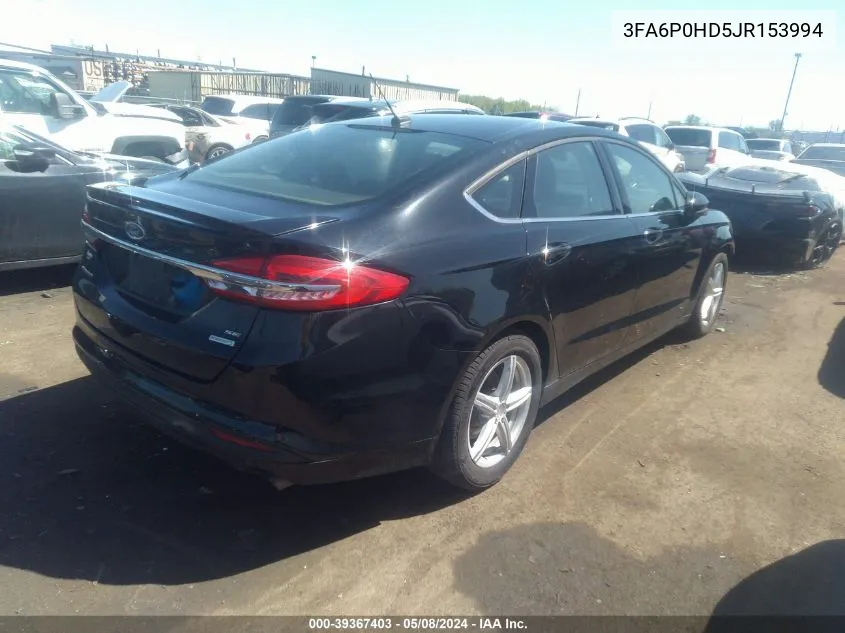 2018 Ford Fusion Se VIN: 3FA6P0HD5JR153994 Lot: 39367403