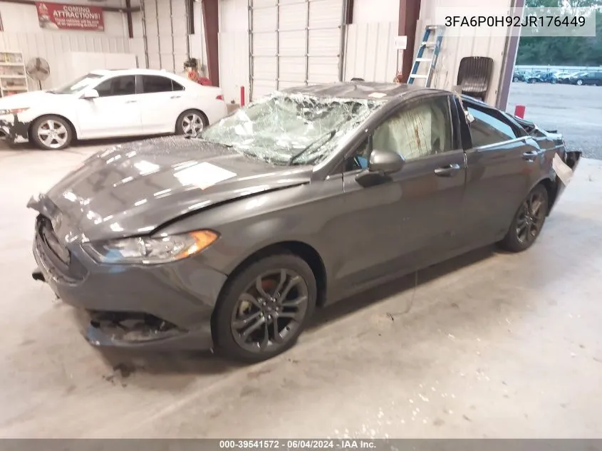 2018 Ford Fusion Se VIN: 3FA6P0H92JR176449 Lot: 39541572