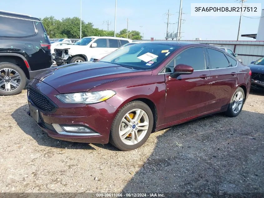 2018 Ford Fusion Se VIN: 3FA6P0HD8JR217512 Lot: 39611066