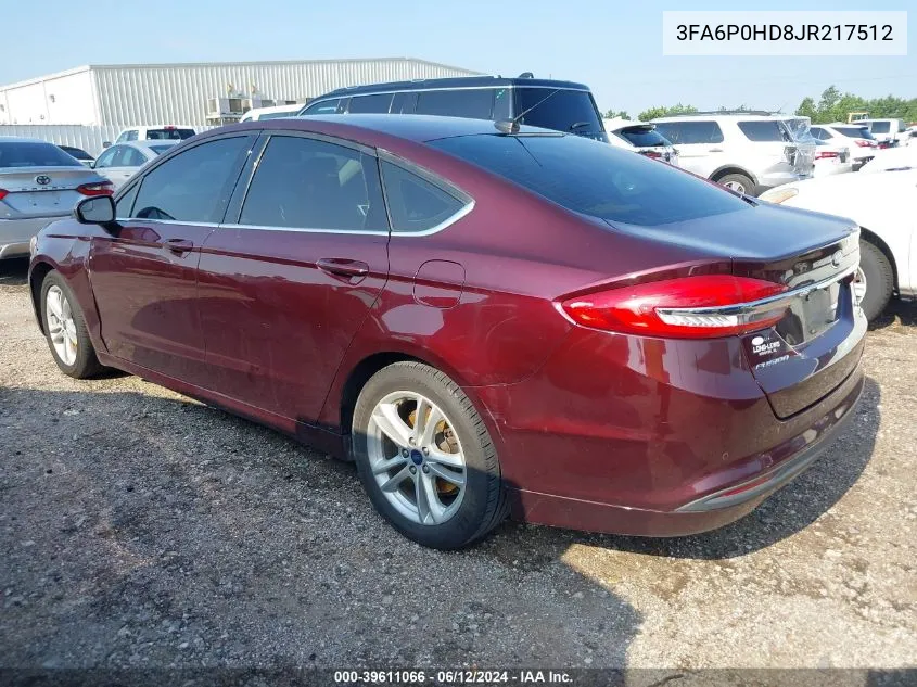 2018 Ford Fusion Se VIN: 3FA6P0HD8JR217512 Lot: 39611066