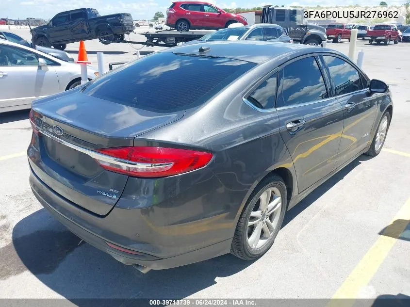 2018 Ford Fusion Hybrid Se VIN: 3FA6P0LU5JR276962 Lot: 39713739