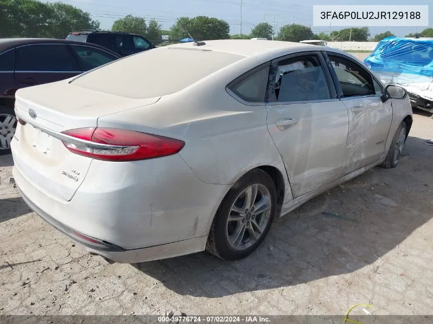 3FA6P0LU2JR129188 2018 Ford Fusion Hybrid Se