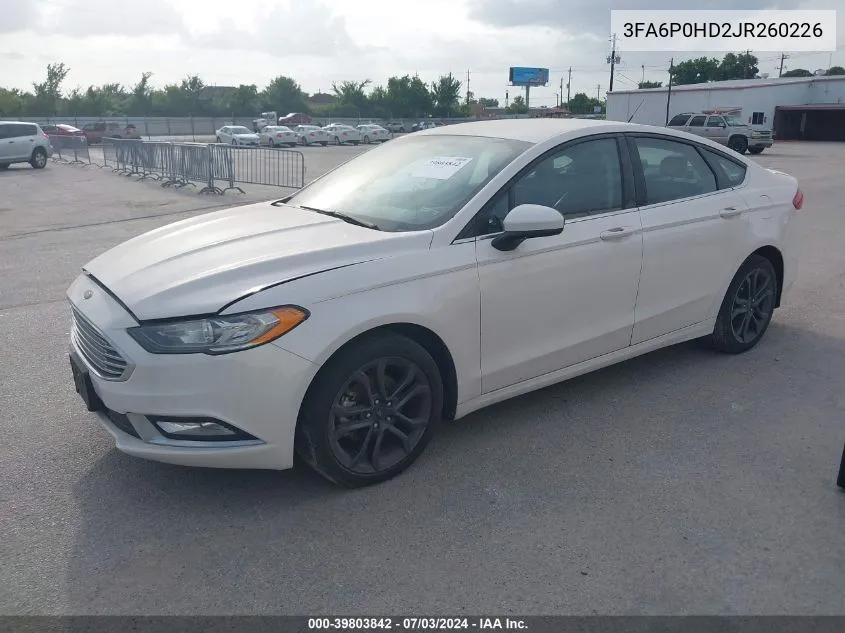 2018 Ford Fusion Se VIN: 3FA6P0HD2JR260226 Lot: 39803842