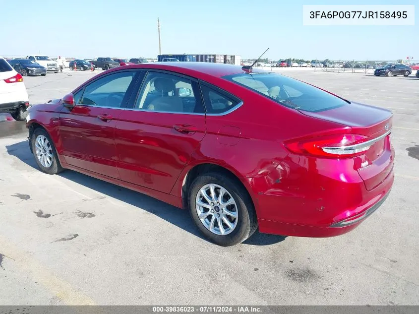 2018 Ford Fusion S VIN: 3FA6P0G77JR158495 Lot: 39836023