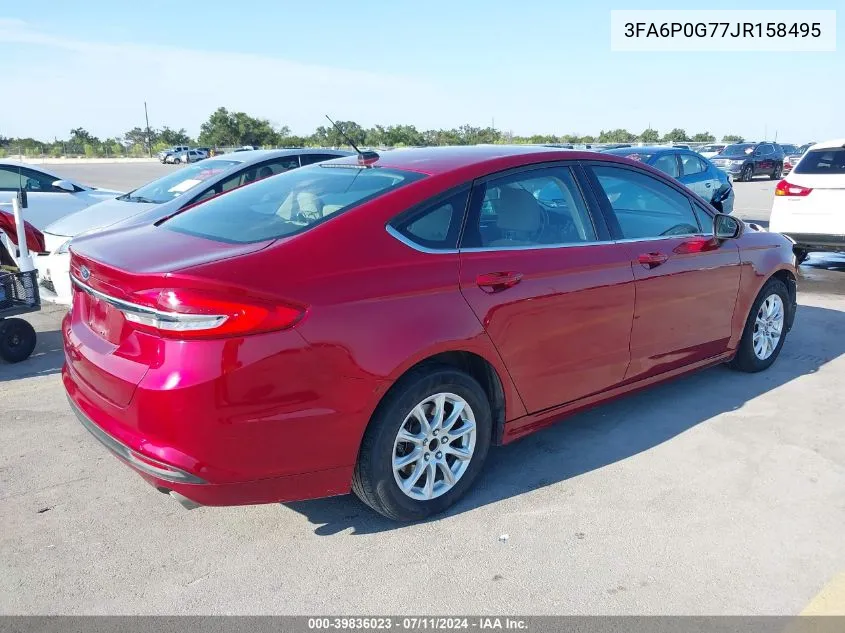 2018 Ford Fusion S VIN: 3FA6P0G77JR158495 Lot: 39836023