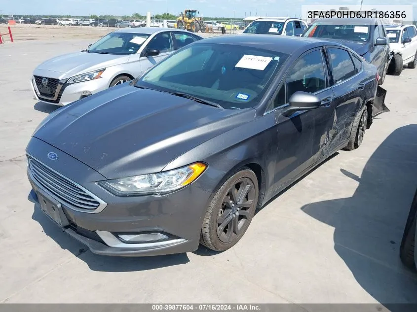 2018 Ford Fusion Se VIN: 3FA6P0HD6JR186356 Lot: 39877604