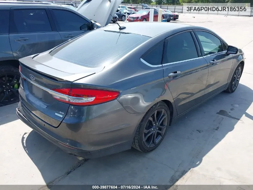 2018 Ford Fusion Se VIN: 3FA6P0HD6JR186356 Lot: 39877604