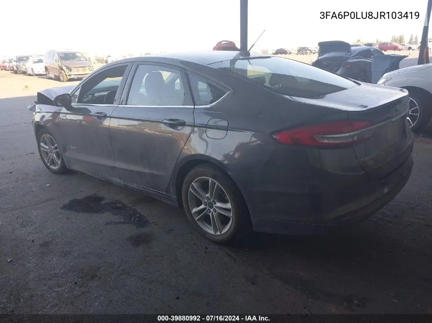 2018 Ford Fusion Se Hybrid VIN: 3FA6P0LU8JR103419 Lot: 39880992