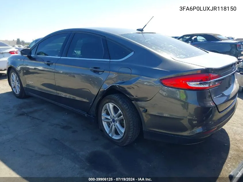 2018 Ford Fusion Hybrid Se VIN: 3FA6P0LUXJR118150 Lot: 39906125