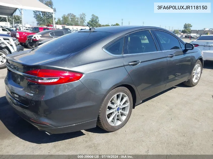 2018 Ford Fusion Hybrid Se VIN: 3FA6P0LUXJR118150 Lot: 39906125