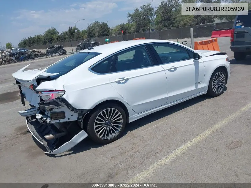 2018 Ford Fusion Hybrid Titanium VIN: 3FA6P0RU8JR205939 Lot: 39913805