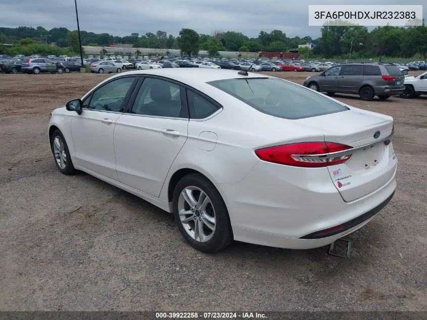 2018 Ford Fusion Se VIN: 3FA6P0HDXJR232383 Lot: 39922258