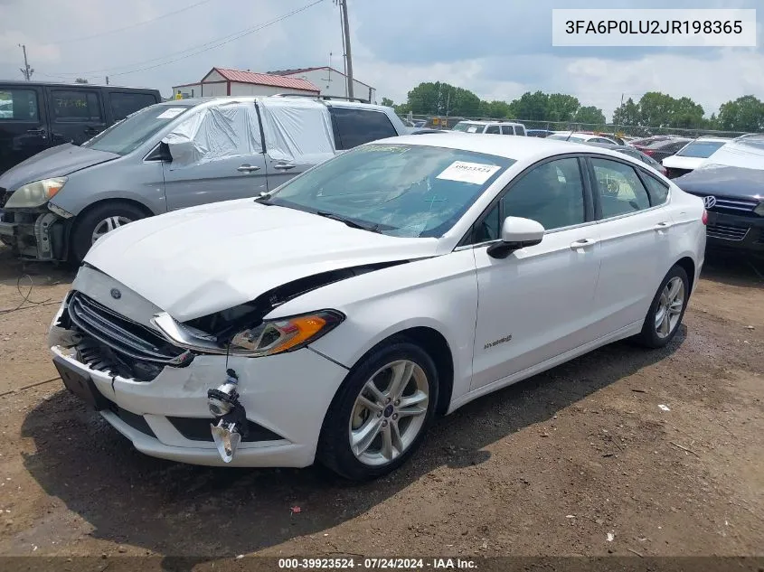 3FA6P0LU2JR198365 2018 Ford Fusion Hybrid Se