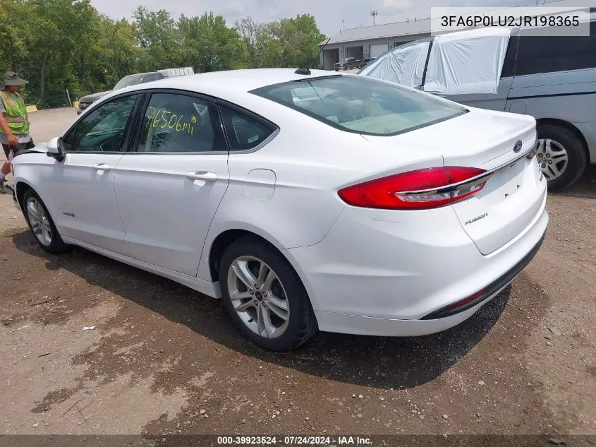 2018 Ford Fusion Hybrid Se VIN: 3FA6P0LU2JR198365 Lot: 39923524