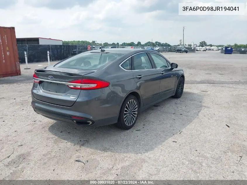 3FA6P0D98JR194041 2018 Ford Fusion Titanium