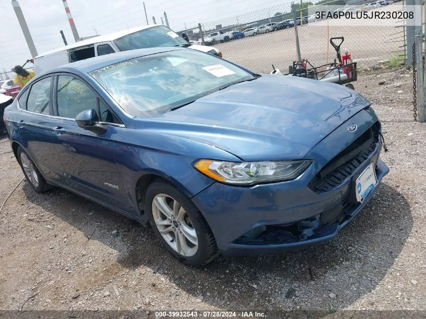 2018 Ford Fusion Hybrid Se VIN: 3FA6P0LU5JR230208 Lot: 39932543