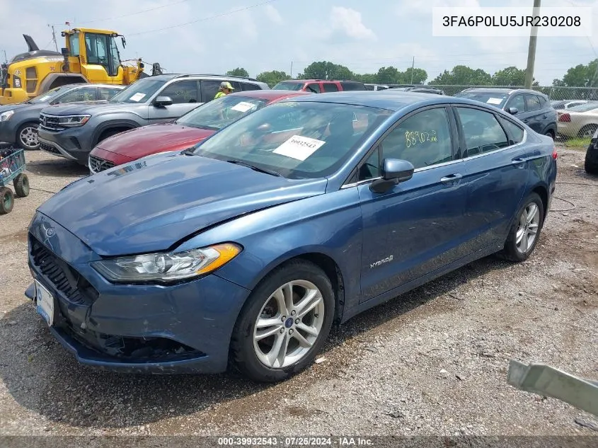 3FA6P0LU5JR230208 2018 Ford Fusion Hybrid Se