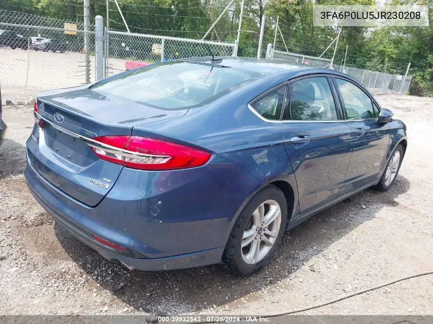 3FA6P0LU5JR230208 2018 Ford Fusion Hybrid Se