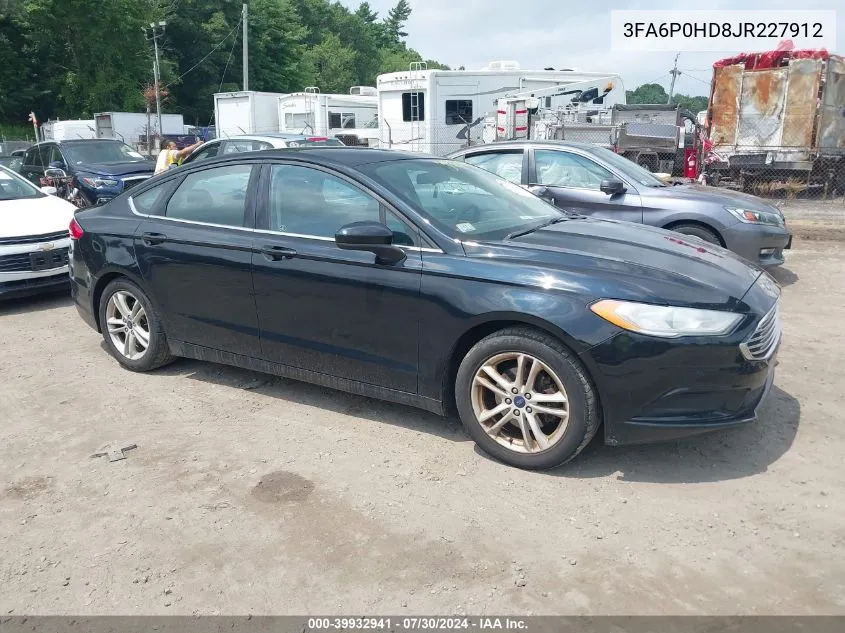 2018 Ford Fusion Se VIN: 3FA6P0HD8JR227912 Lot: 39932941