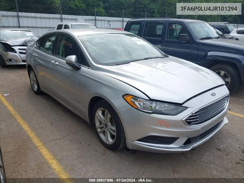 3FA6P0LU4JR101294 2018 Ford Fusion Hybrid Se