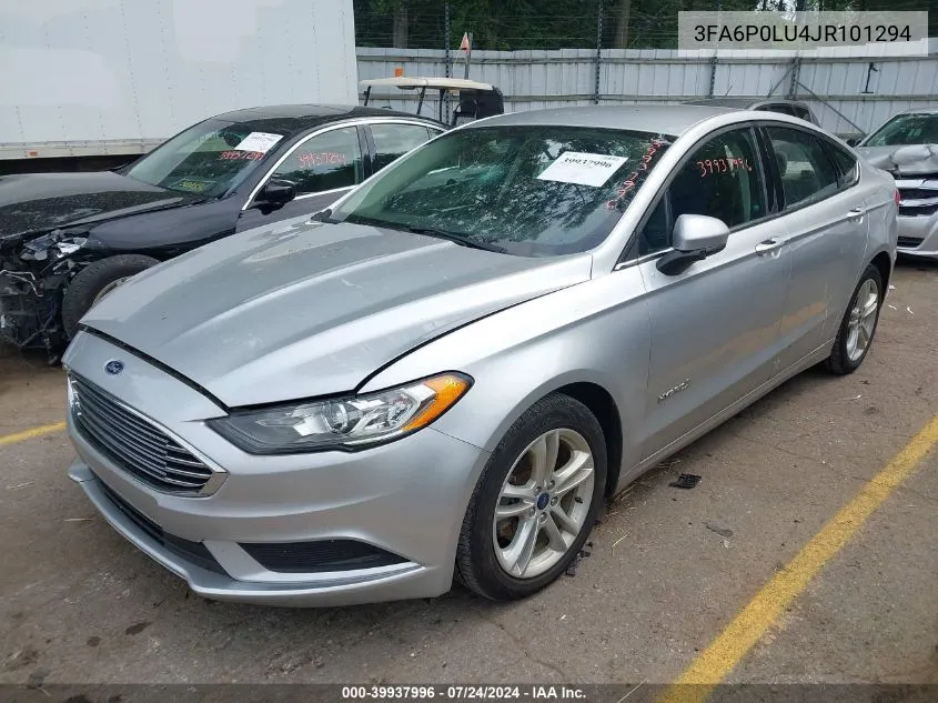 3FA6P0LU4JR101294 2018 Ford Fusion Hybrid Se