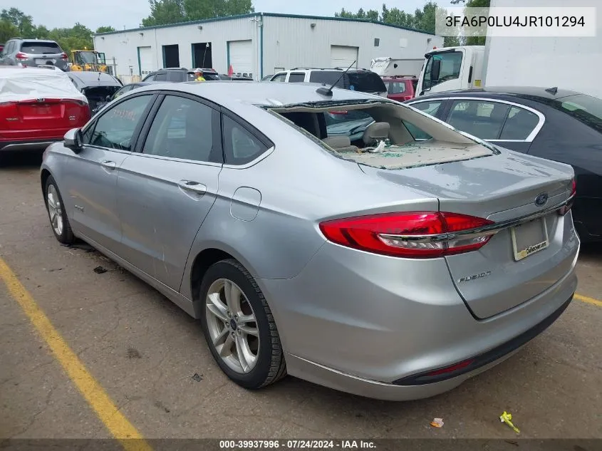 3FA6P0LU4JR101294 2018 Ford Fusion Hybrid Se