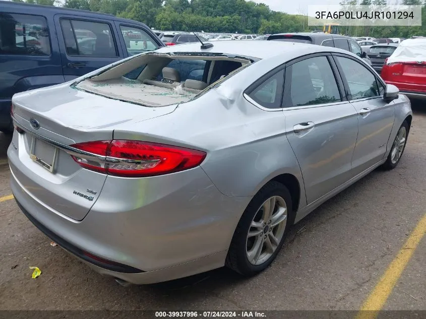 3FA6P0LU4JR101294 2018 Ford Fusion Hybrid Se