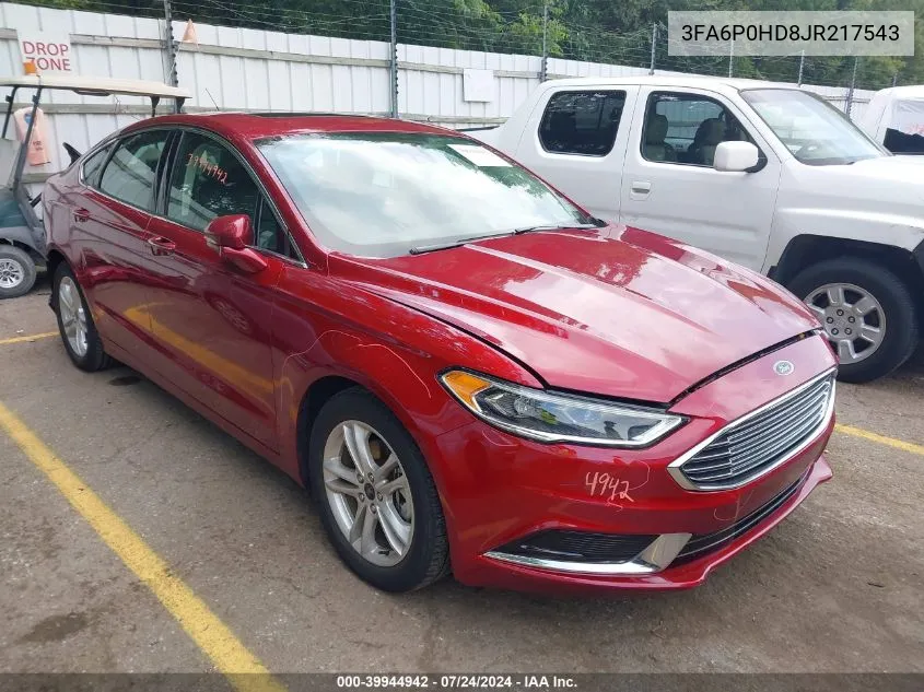 2018 Ford Fusion Se VIN: 3FA6P0HD8JR217543 Lot: 39944942