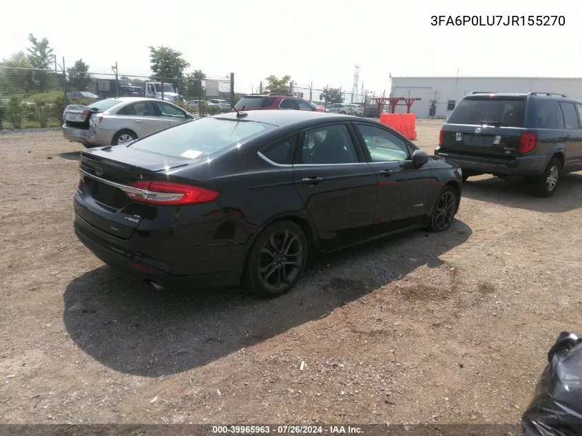 3FA6P0LU7JR155270 2018 Ford Fusion Hybrid Se