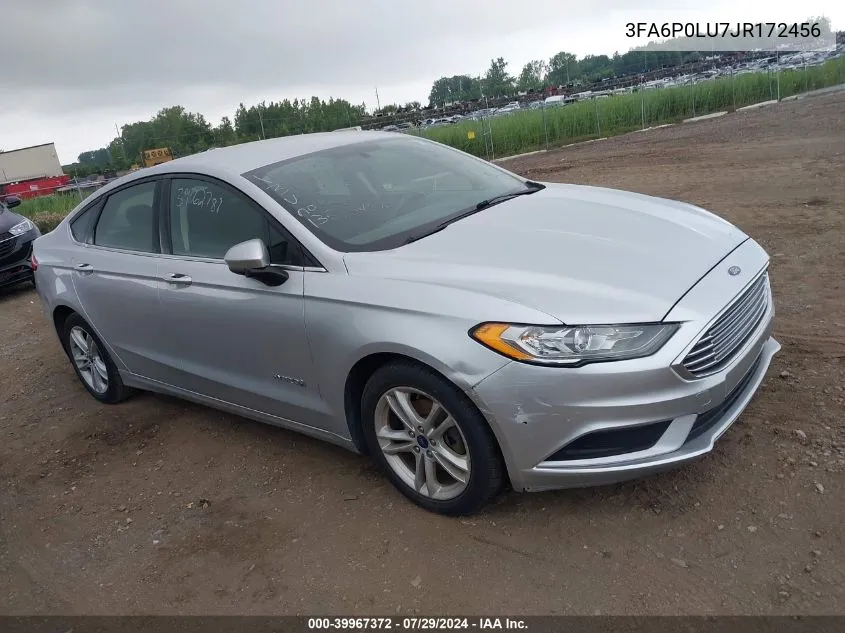 2018 Ford Fusion Hybrid Se Hybrid VIN: 3FA6P0LU7JR172456 Lot: 39967372