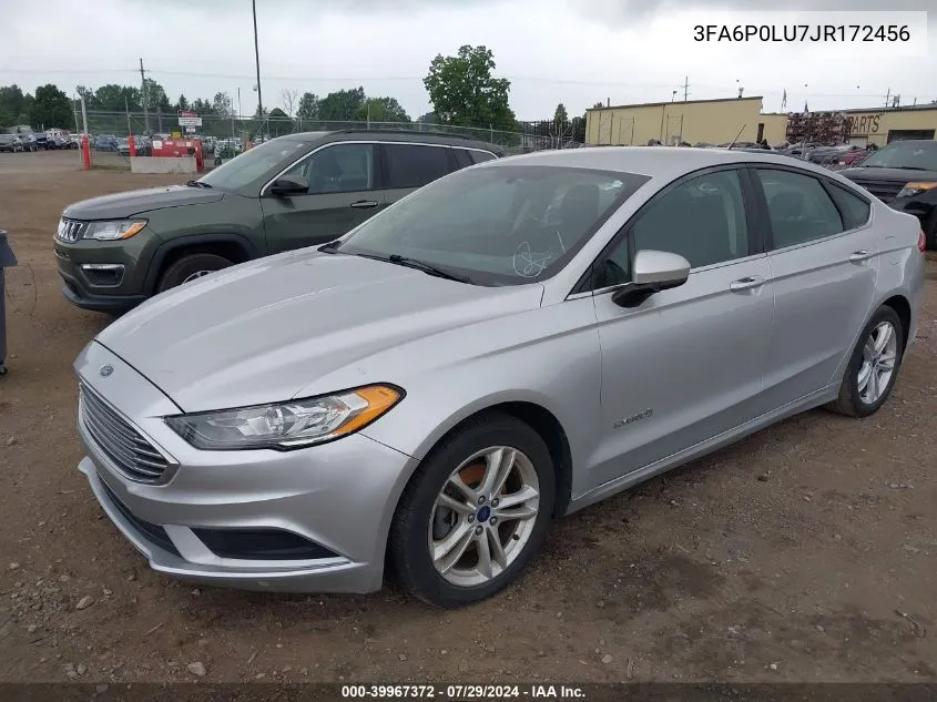 3FA6P0LU7JR172456 2018 Ford Fusion Hybrid Se Hybrid