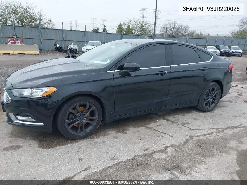 2018 Ford Fusion Se VIN: 3FA6P0T93JR220028 Lot: 39971267