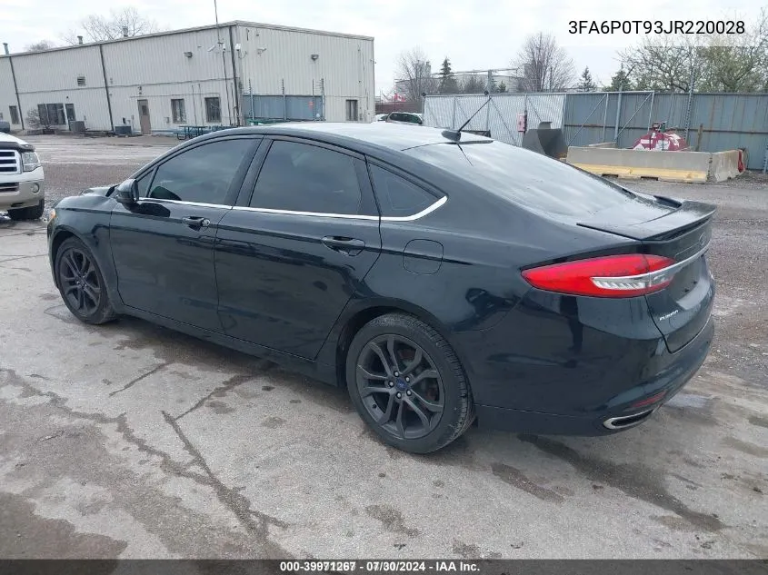 2018 Ford Fusion Se VIN: 3FA6P0T93JR220028 Lot: 39971267