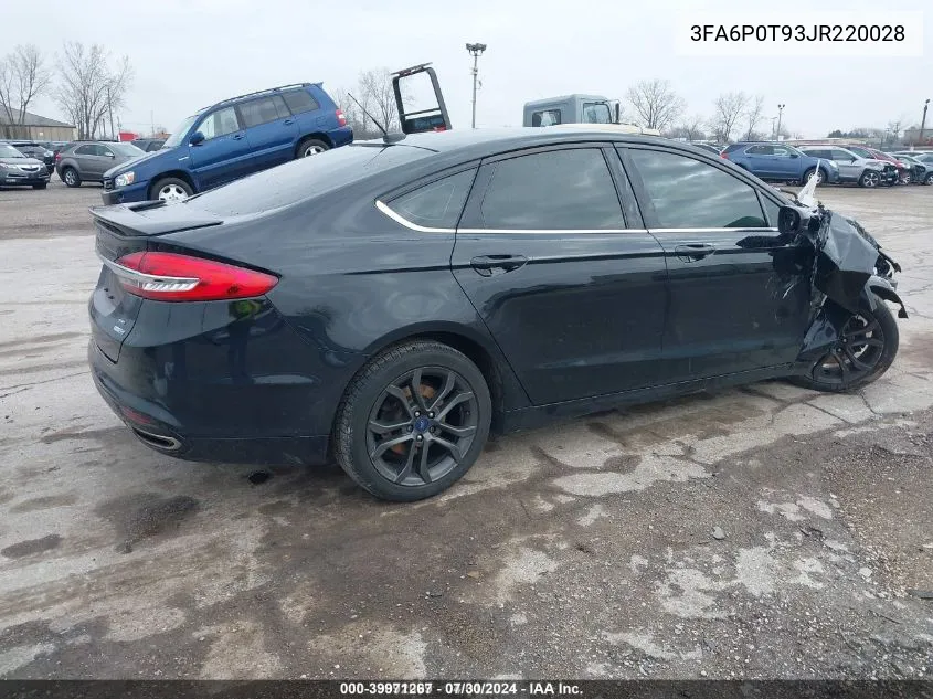 2018 Ford Fusion Se VIN: 3FA6P0T93JR220028 Lot: 39971267